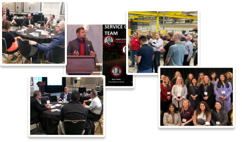 A collage of professionals meeting at the annual MAPconnected summit